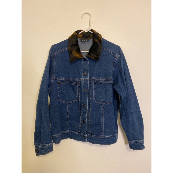 Vintage-Inspired Carole Little Women's Denim Jacket W/ Faux Fur Collar Size 16 - Picture 1 of 8